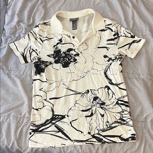 H&M Cream and Gray Patterned Shirt